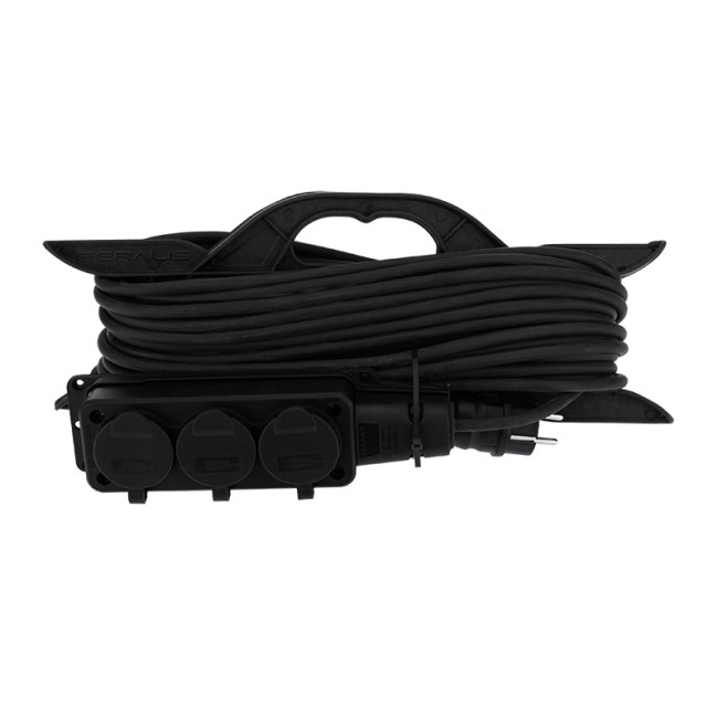 Удлинитель-шнур на рамке REXANT КГ 3х1.5, 20 м, 3 гнезда, морозостойкий, с/з, 16 А, 3500 Вт, IP44 (Сделано в России)