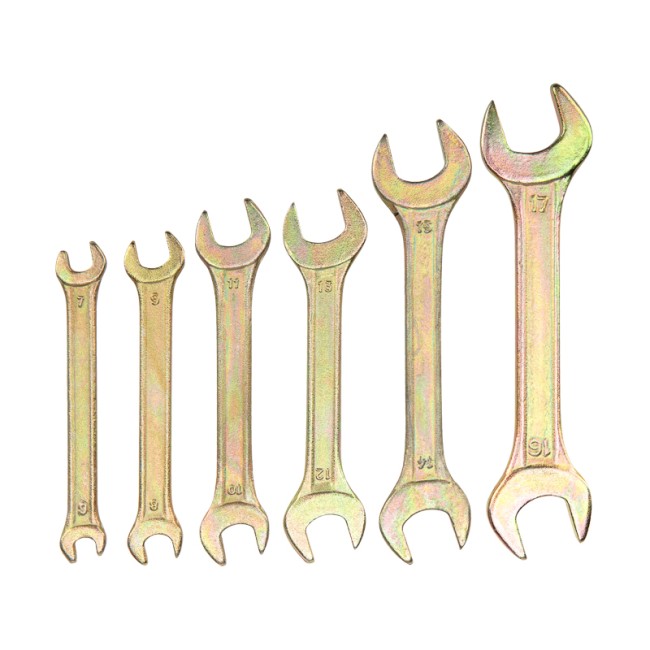 Набор ключей рожковых (6х7-16х17мм), 6 шт, желтый цинк REXANT Набор ключей рожковых (6х7-16х17мм), 6 шт, желтый цинк REXANT