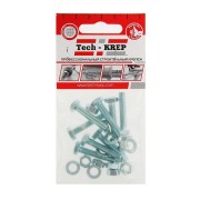 Болт с шестигранной головкой М6х30 DIN 933 класс прочн. 8.8 с гайкой и шайбой оцинк. (пакет) (уп.8шт) Tech-Krep/Zitar 114051