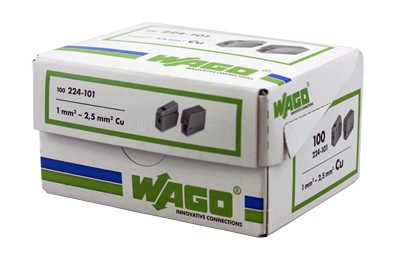 224-101 Клемма для осветительного оборудования  (1,0-2,5)/(0,5-2,5) мм², серая (100 шт./уп.) WAGO