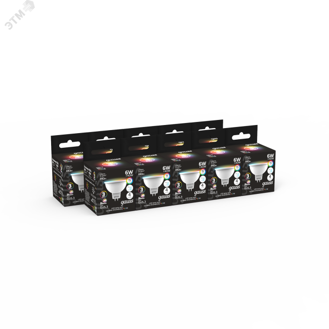 Лампа светодиодная LED 6 Вт GU5.3 MR16 RGBW+димирование Black Gauss Лампа светодиодная LED 6 Вт GU5.3 MR16 RGBW+димирование Black Gauss
