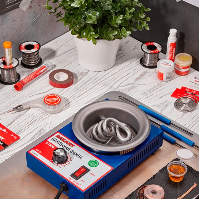 Паяльная ванна, модель R100F, 300Вт, ø100мм, 200-480 °C, бессвинцовая REXANT Паяльная ванна, модель R100F, 300Вт, ø100мм, 200-480 °C, бессвинцовая REXANT