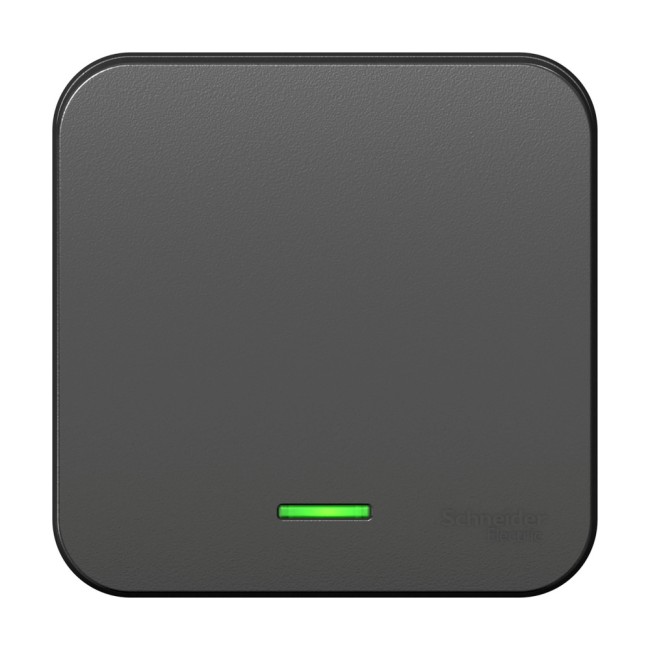 Переключатель одноклавишный наружный BLАNCА (cх.6) с подстветкой, с изолирующей пластиной, 10А, 250В, антрац