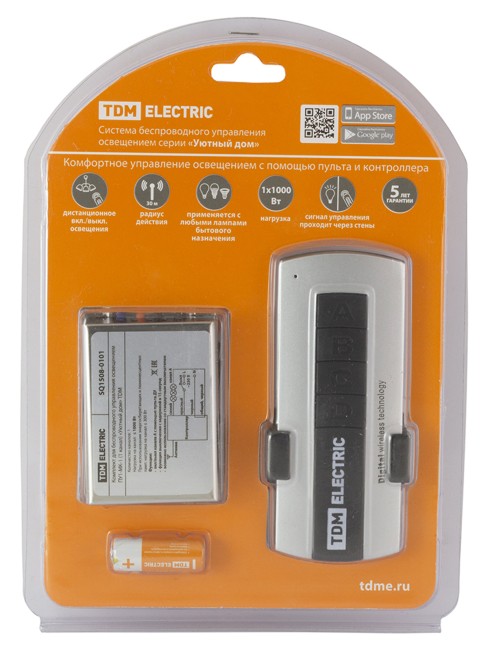 Комплект для беспроводного управления освещением ПУ1-МK-1 (1 канал) "Уютный дом" TDM Комплект для беспроводного управления освещением ПУ1-МK-1 (1 канал) "Уютный дом" TDM