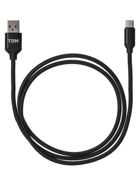 Дата-кабель, ДК 8, USB - USB Type-C, 1 м, тканевая оплетка, черный, TDM