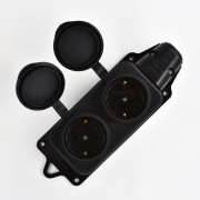 Розетка наруж.двойная с загл. 2P+PE 1х16А 240В    (каучук)