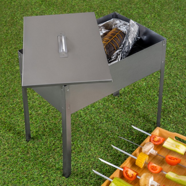 Мангал-коптильня сборная Эконом 400х250х400мм, с 6 шампурами, в гофрокартонной коробке СОКОЛ