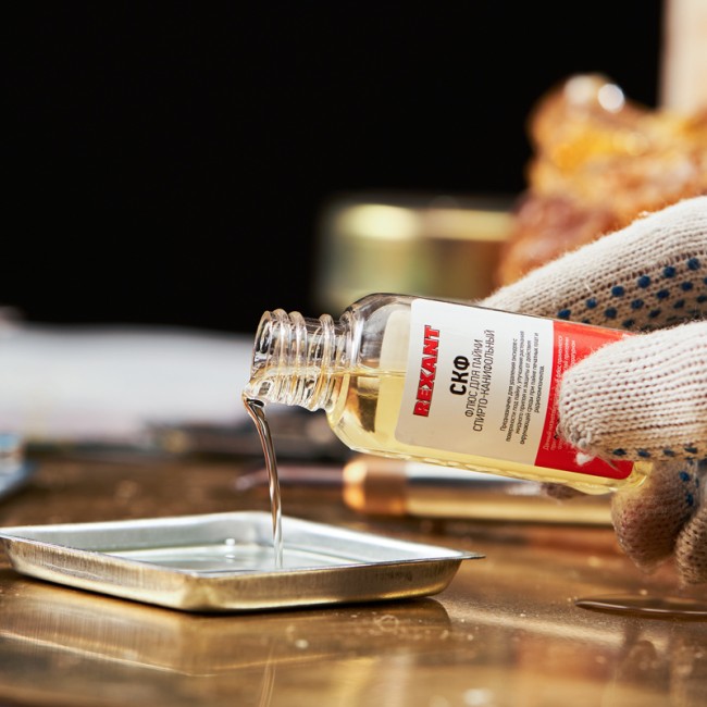 Флюс для пайки, СКФ (спирто-канифольный), 30мл, флакон REXANT