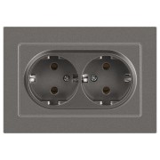 Розетка 2-м СП Accent 6-205-09 16А IP20 250В 2P+E Schuko AL/CU титан Intro Б0063500 Розетка 2-м СП Accent 6-205-09 16А IP20 250В 2P+E Schuko AL/CU титан Intro Б0063500