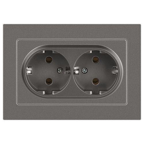 Розетка 2-м СП Accent 6-205-09 16А IP20 250В 2P+E Schuko AL/CU титан Intro Б0063500 Розетка 2-м СП Accent 6-205-09 16А IP20 250В 2P+E Schuko AL/CU титан Intro Б0063500
