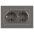 Розетка 2-м СП Accent 6-205-09 16А IP20 250В 2P+E Schuko AL/CU титан Intro Б0063500 Розетка 2-м СП Accent 6-205-09 16А IP20 250В 2P+E Schuko AL/CU титан Intro Б0063500