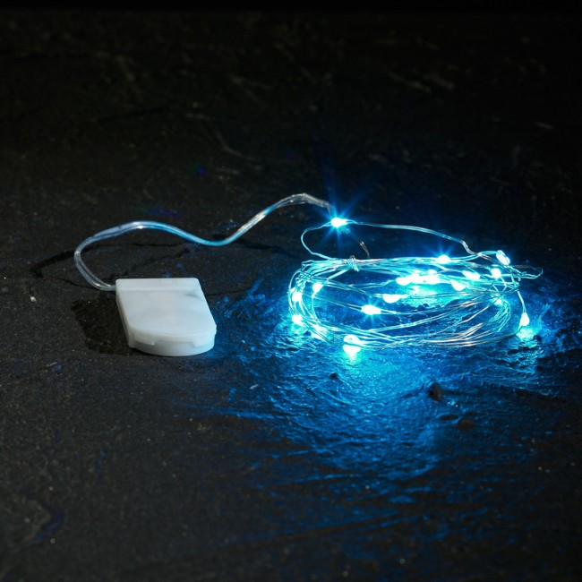 Гирлянда Роса, 2 м, 20 диодов, цвет бирюзовый, тонкий батарейный блок Гирлянда Роса, 2 м, 20 диодов, цвет бирюзовый, тонкий батарейный блок