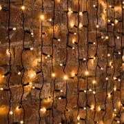 Гирлянда Светодиодный Дождь 2х0,8м, 160 LED ТЕПЛЫЙ БЕЛЫЙ, черный ПВХ, IP65, эффект мерцания, 230В соединяется NEON-NIGHT (нужен шнур питания 303-500)