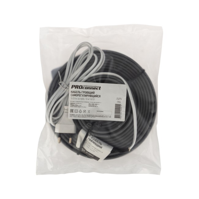 Кабель греющий саморегулирующийся 16Вт/м, на трубу, 10м/160Вт PROconnect Кабель греющий саморегулирующийся 16Вт/м, на трубу, 10м/160Вт PROconnect