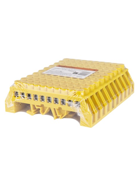 Шина "PE" "земля" в желтом изоляторе на DIN-рейку 8x12мм 10 групп TDM Шина "PE" "земля" в желтом изоляторе на DIN-рейку 8x12мм 10 групп TDM