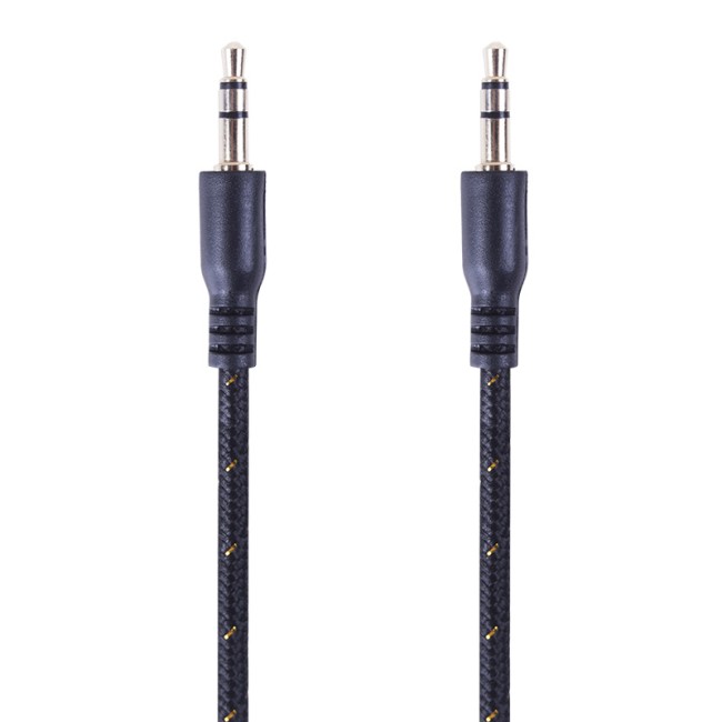 Аудиокабель AUX 3.5 мм в тканевой оплетке 1 м черный REXANT