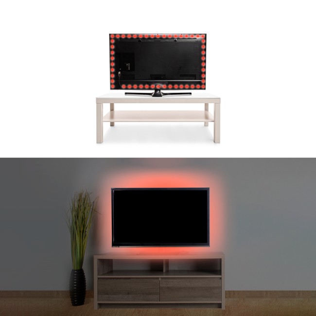 Лента светодиодная 5В, SMD2835, 4,8Вт/м, 60 LED/м, красный, 8мм, 1м, с USB коннектором, черная, IP65 LAMPER