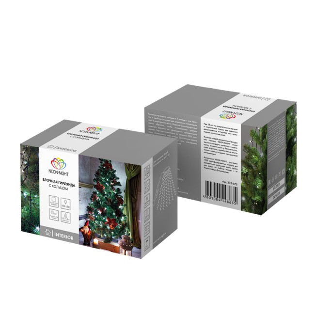 Елочная гирлянда с кольцом, 7 нитей по 1,5 метра, цвет диодов белый, не соединяется Елочная гирлянда с кольцом, 7 нитей по 1,5 метра, цвет диодов белый, не соединяется