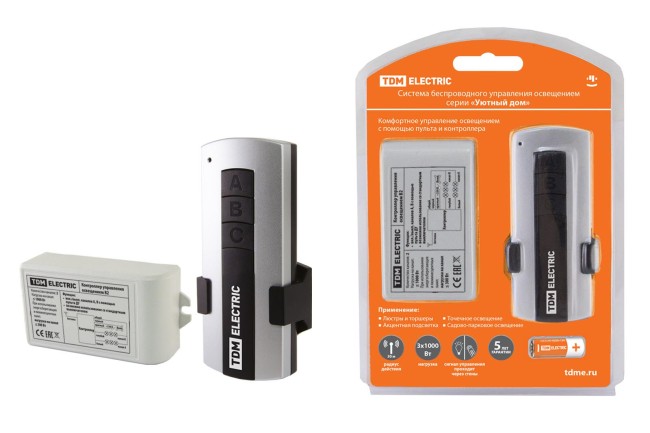 Комплект для беспроводного управления освещением ПУ1-МK-2 (2 канала) "Уютный дом" TDM Комплект для беспроводного управления освещением ПУ1-МK-2 (2 канала) "Уютный дом" TDM