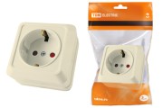 Розетка 2П+З открытой установки с з/ш IP20 16А, слоновая кость "Ладога" TDM Розетка 2П+З открытой установки с з/ш IP20 16А, слоновая кость "Ладога" TDM