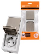 Блок (вертикальный) выключатель 1-кл. + розетка 2П+З с з/ш БКВР IP54 серый "Вуокса" TDM Блок (вертикальный) выключатель 1-кл. + розетка 2П+З с з/ш БКВР IP54 серый "Вуокса" TDM