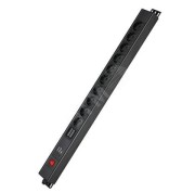 Блок распределения питания вертикальный для 19дюйм шкафов, 16A10 Х Shuko,выключатель, индикация, вх. разъём Schuko