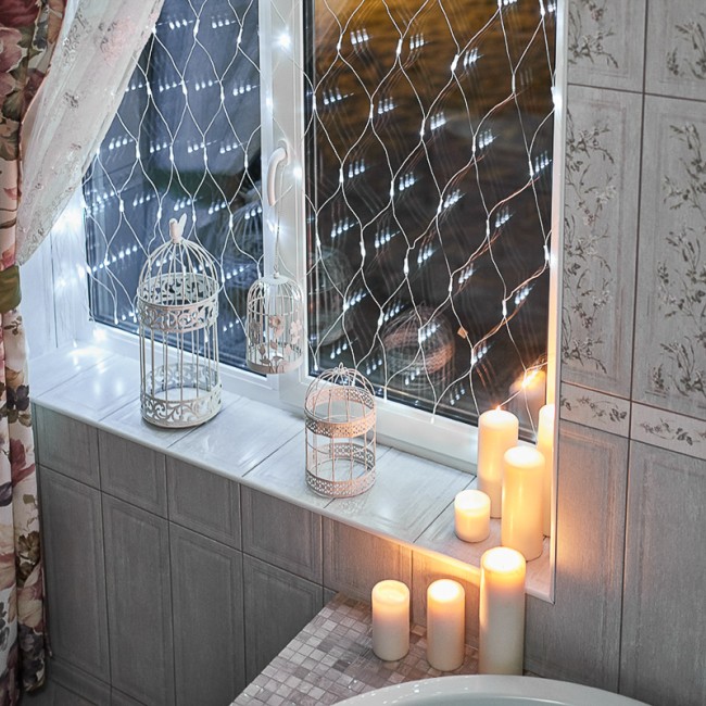 Гирлянда Сеть 1,5х1,5 м, прозрачный ПВХ, 96 LED белый Гирлянда Сеть 1,5х1,5 м, прозрачный ПВХ, 96 LED белый