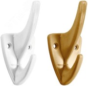 Крючок-вешалка 2-рожковый пластиковый белый Крючок-вешалка 2-рожковый пластиковый белый