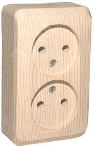 ЭТЮД Розетка двойная наружная без заземления без шторок Сосна ЭТЮД Розетка двойная наружная без заземления без шторок Сосна