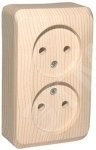 ЭТЮД Розетка двойная наружная без заземления без шторок Сосна ЭТЮД Розетка двойная наружная без заземления без шторок Сосна