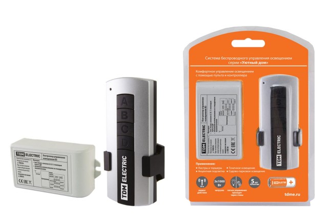 Комплект для беспроводного управления освещением ПУ1-МK-3 (3 канала) "Уютный дом" TDM Комплект для беспроводного управления освещением ПУ1-МK-3 (3 канала) "Уютный дом" TDM