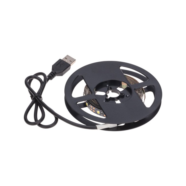 Лента светодиодная 5В, SMD2835, 4,8Вт/м, 60 LED/м, 6500K, 8мм, 2м, с USB коннектором, черная, IP20 LAMPER