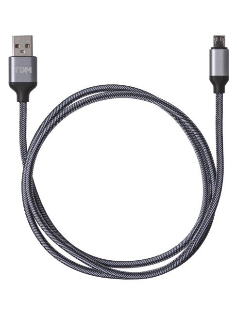 Дата-кабель, ДК 10, USB - micro USB, 1 м, тканевая оплетка, серый, TDM
