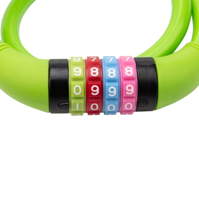 Тросовый кодовый замок взломостойкий для велосипедов и колясок 65 см зеленый