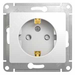 GLOSSA Розетка с заземлением со шторками в рамку белая GLOSSA Розетка с заземлением со шторками в рамку белая