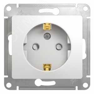 GLOSSA Розетка с заземлением со шторками в рамку белая GLOSSA Розетка с заземлением со шторками в рамку белая