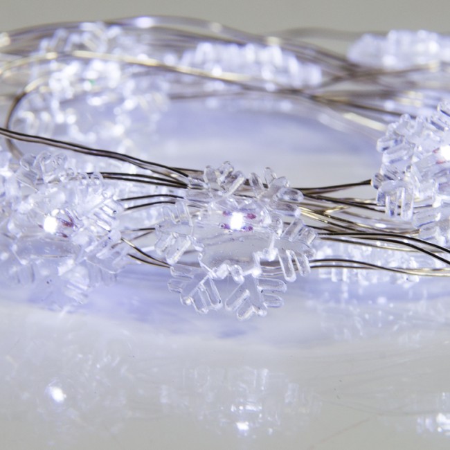 Гирлянда Снежинки, 2м, 20 диодов, цвет белый Гирлянда Снежинки, 2м, 20 диодов, цвет белый