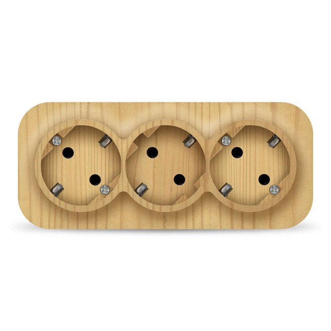 Розетка 3-м ОП 16А IP20 с заземл. сосна IONICH 1440 Розетка 3-м ОП 16А IP20 с заземл. сосна IONICH 1440