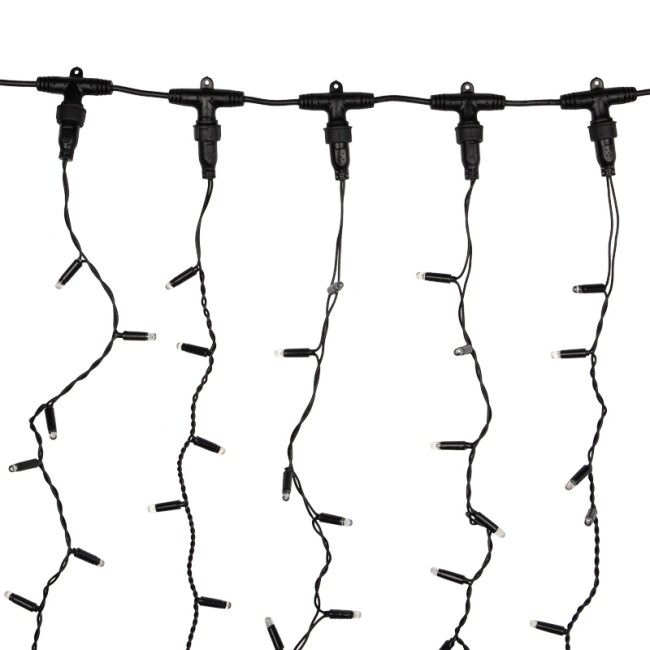 Гирлянда светодиодная Дождь 2х6 м, постоянное свечение, черный провод, 230 В, диоды ТЕПЛЫЙ БЕЛЫЙ (шнур питания в комплекте)