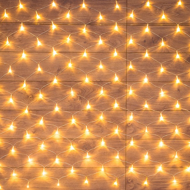 Гирлянда Сеть 1,5х1,5 м, прозрачный ПВХ, 96 LED теплый белый