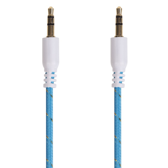 Аудиокабель AUX 3.5 мм в тканевой оплетке 1 м синий REXANT
