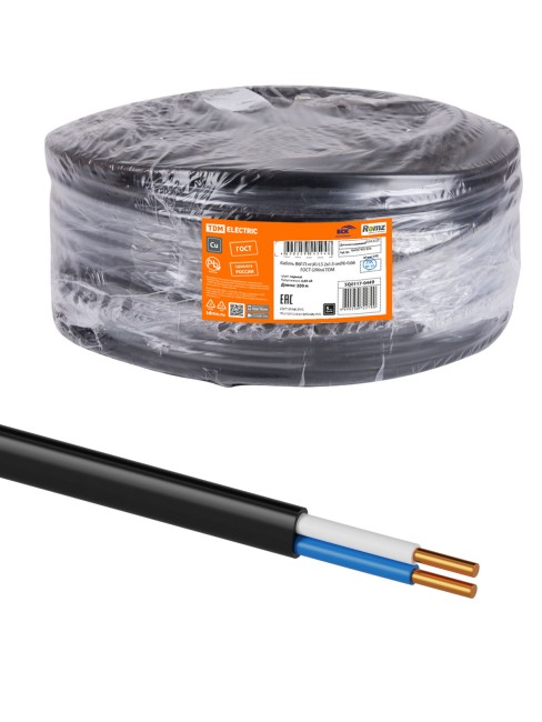 Кабель ВВГ-П нг(А)-LS 2х1,5 ок(N)-0,66 ГОСТ (200м) TDM Кабель ВВГ-П нг(А)-LS 2х1,5 ок(N)-0,66 ГОСТ (200м) TDM