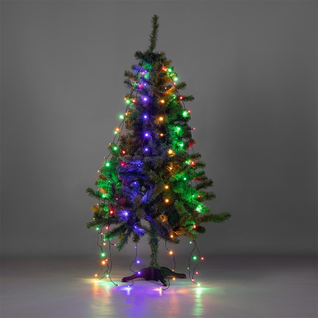 Елочная гирлянда с кольцом, 7 нитей по 1,5 метра, цвет диодов мультиколор, не соединяется
