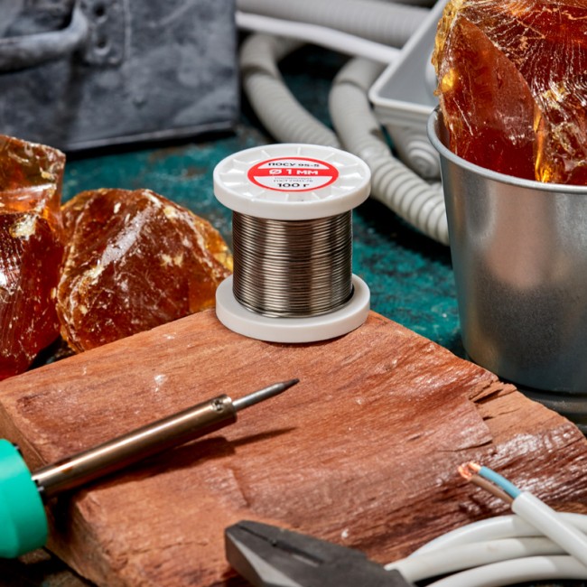 Припой ПОСу 95-5, 100г, Ø1мм, (олово 95%, сурьма 5%), бессвинцовый, ГОСТ 21931-76, катушка REXANT Припой ПОСу 95-5, 100г, Ø1мм, (олово 95%, сурьма 5%), бессвинцовый, ГОСТ 21931-76, катушка REXANT