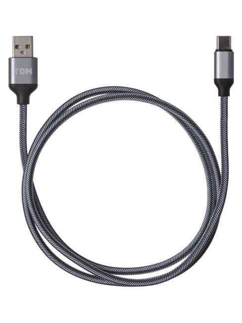 Дата-кабель, ДК 11, USB - USB Type-C, 1 м, тканевая оплетка, серый, TDM