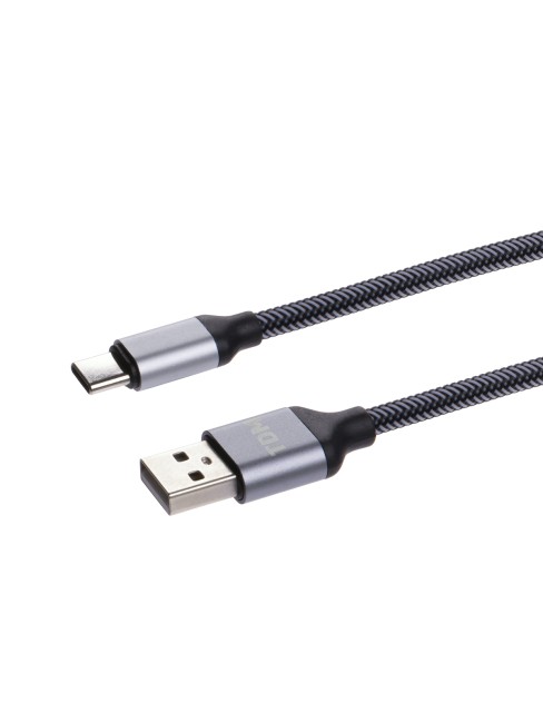 Дата-кабель, ДК 11, USB - USB Type-C, 1 м, тканевая оплетка, серый, TDM