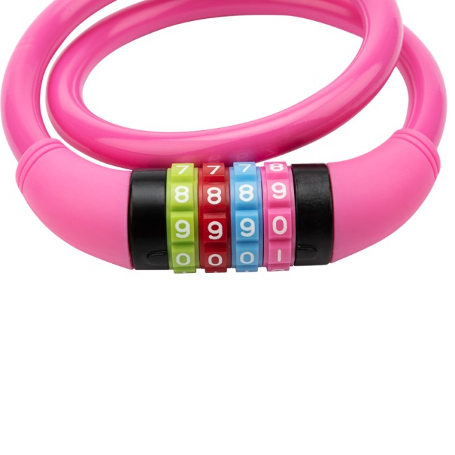 Тросовый кодовый замок взломостойкий для велосипедов и колясок 65 см розовый