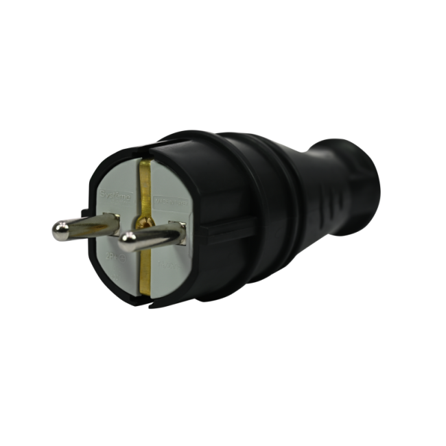 Вилка прямая MultiSet 16А 250В IP44 с заземл. каучук черн. SE MST4001BK