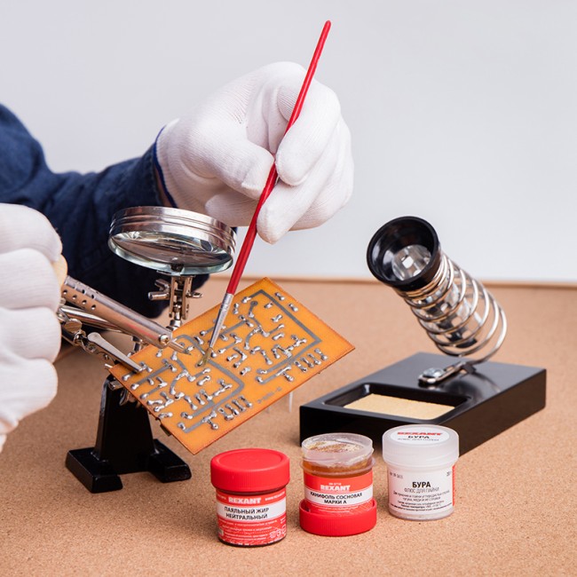 Набор К3 для пайки, «твердый флюс» (канифоль, флюс БУРА, паяльный жир) REXANT