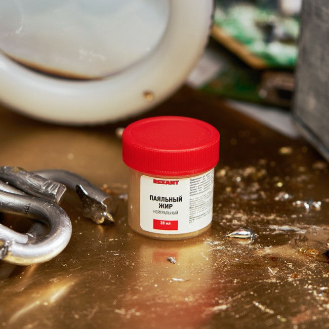 Флюс для пайки, паяльный жир НЕЙТРАЛЬНЫЙ, 20мл, банка REXANT Флюс для пайки, паяльный жир НЕЙТРАЛЬНЫЙ, 20мл, банка REXANT